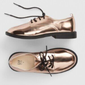 Little Girls Gap Kids Metallic Gold Black Lace Up Loafers Dress Shoes Oxfords 12